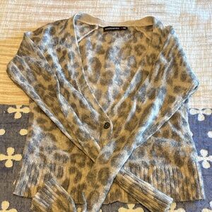 Banana Republic Gray Leopard Print Cardigan